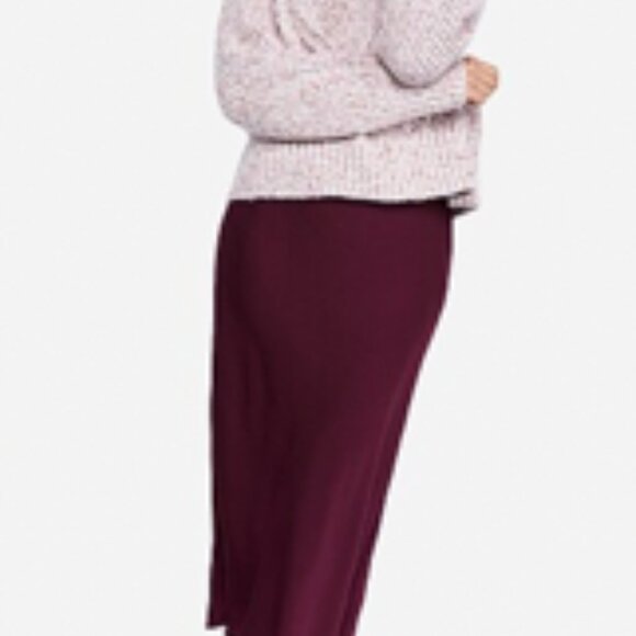NWT Express Burgundy High Waisted Satin Midi Skirt for Fall/Autumn XL - Picture 1 of 6